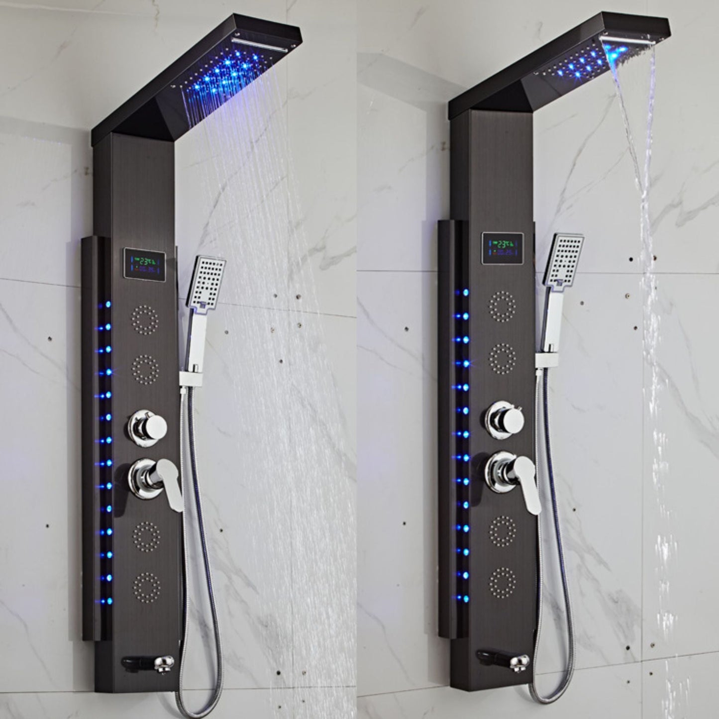 Colonne de Douche Hydromassante à affichage digital LED – Cascade & Massage - Fluens