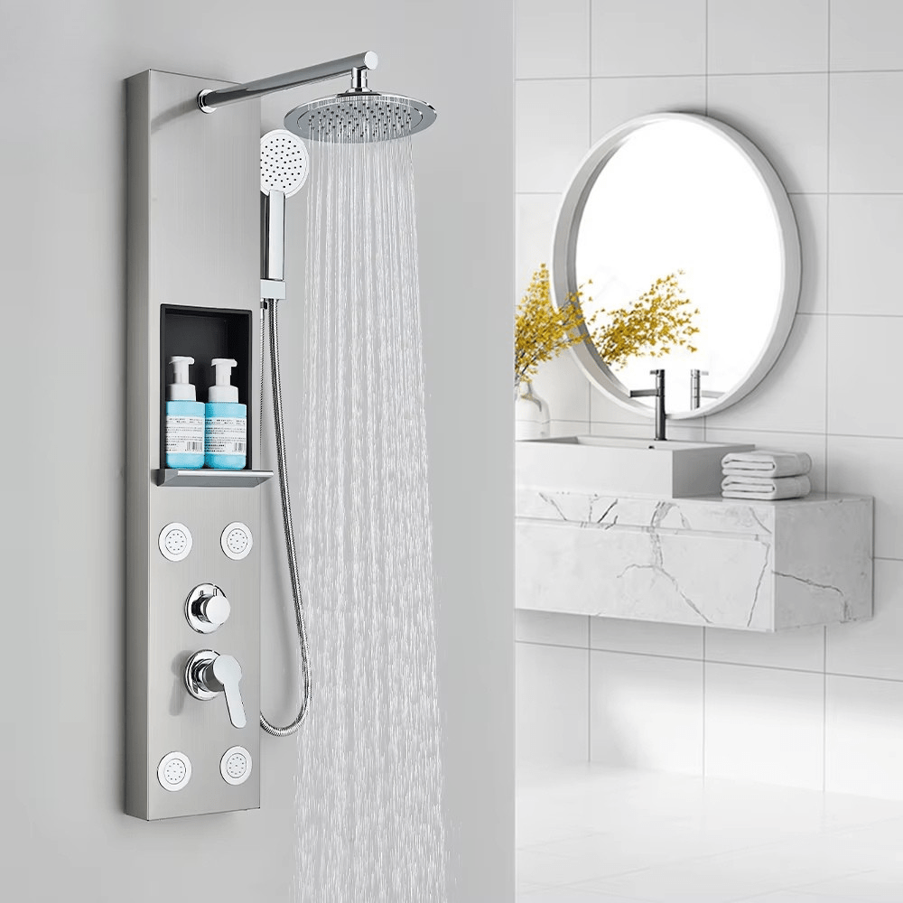 Colonne de Douche Hydromassante – Jets de Massage & Rangement Intégré - Fluens