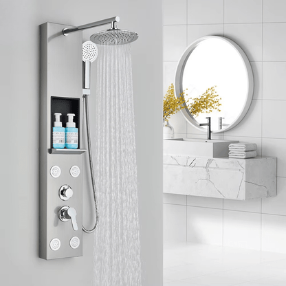 Colonne de Douche Hydromassante – Jets de Massage & Rangement Intégré - Fluens