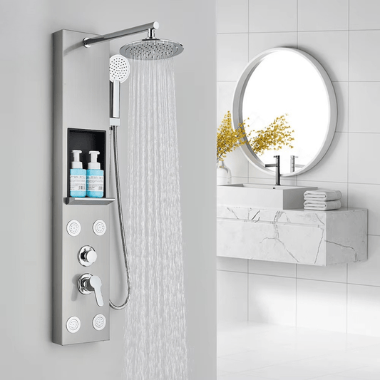 Colonne de Douche Hydromassante – Jets de Massage & Rangement Intégré - Fluens