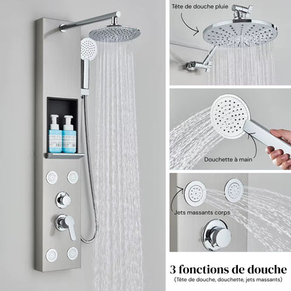 Colonne de Douche Hydromassante – Jets de Massage & Rangement Intégré - Fluens