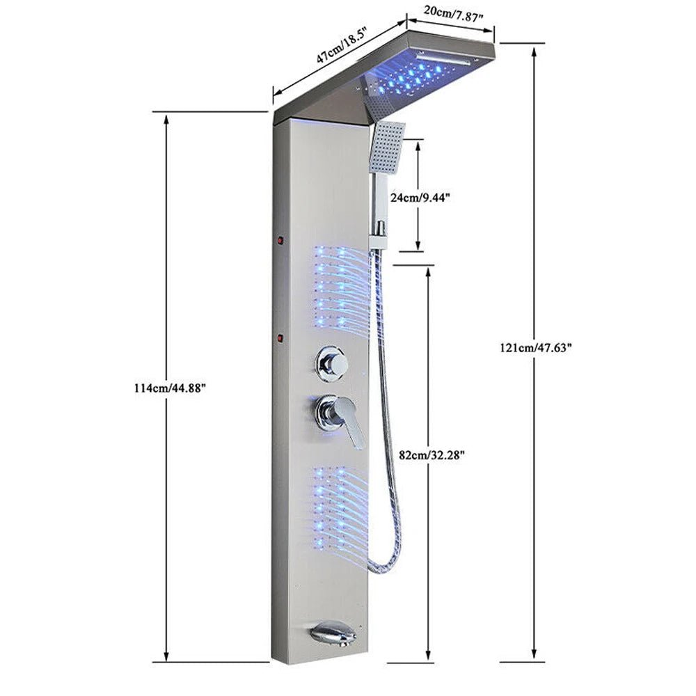 Colonne de Douche Hydromassante – Pluie, Cascade & Jets LED - Fluens