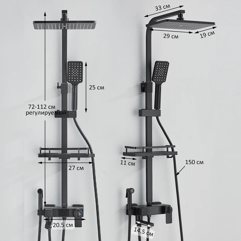 Colonne de Douche Thermostatique avec Affichage Digital – Pluie & Douchette - Fluens