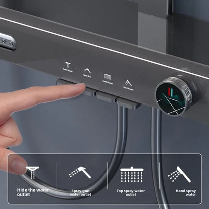 Colonne de Douche Thermostatique – Pluie & Douchette (Finition Brossée) - Fluens