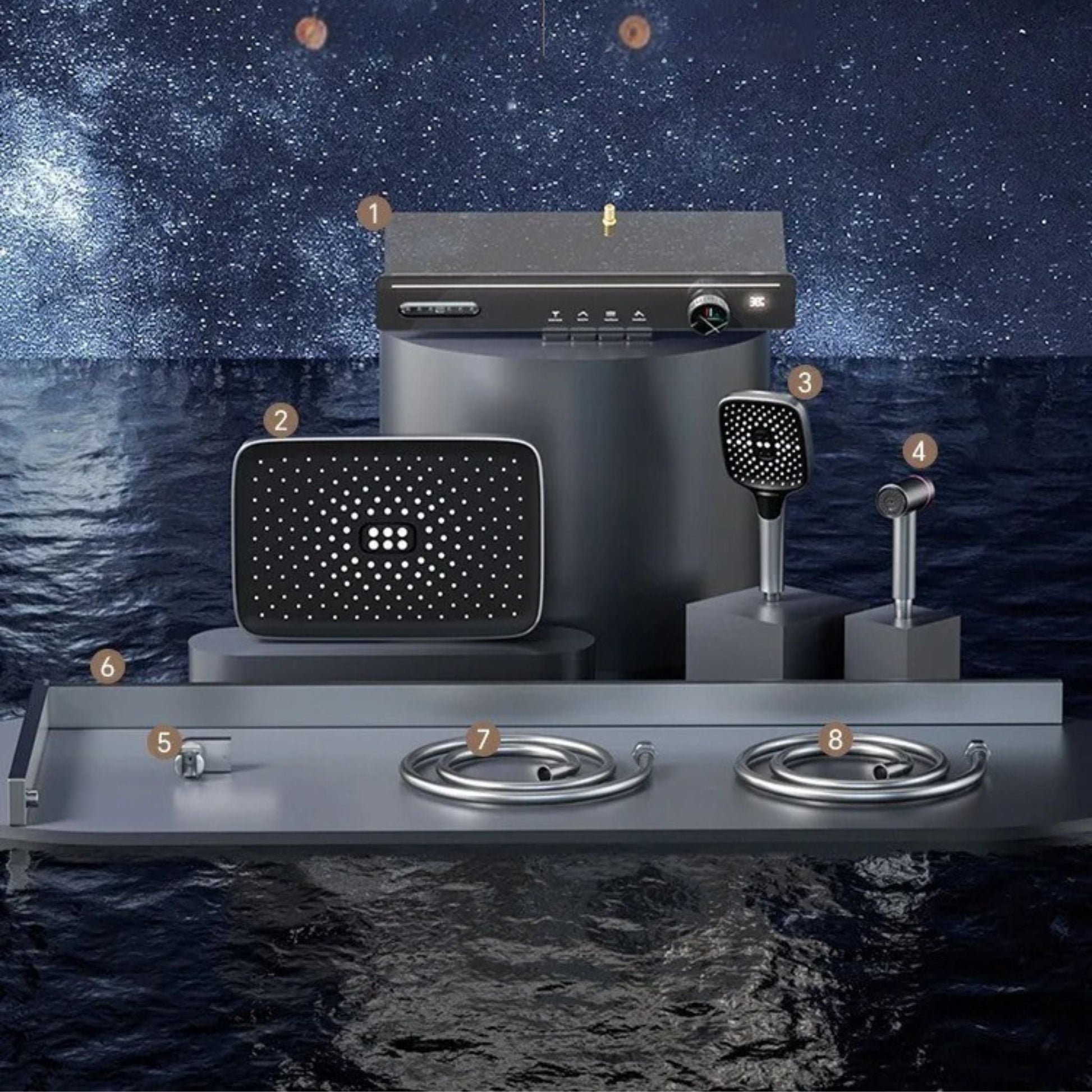 Colonne de Douche Thermostatique – Pluie & Douchette (Finition Brossée) - Fluens