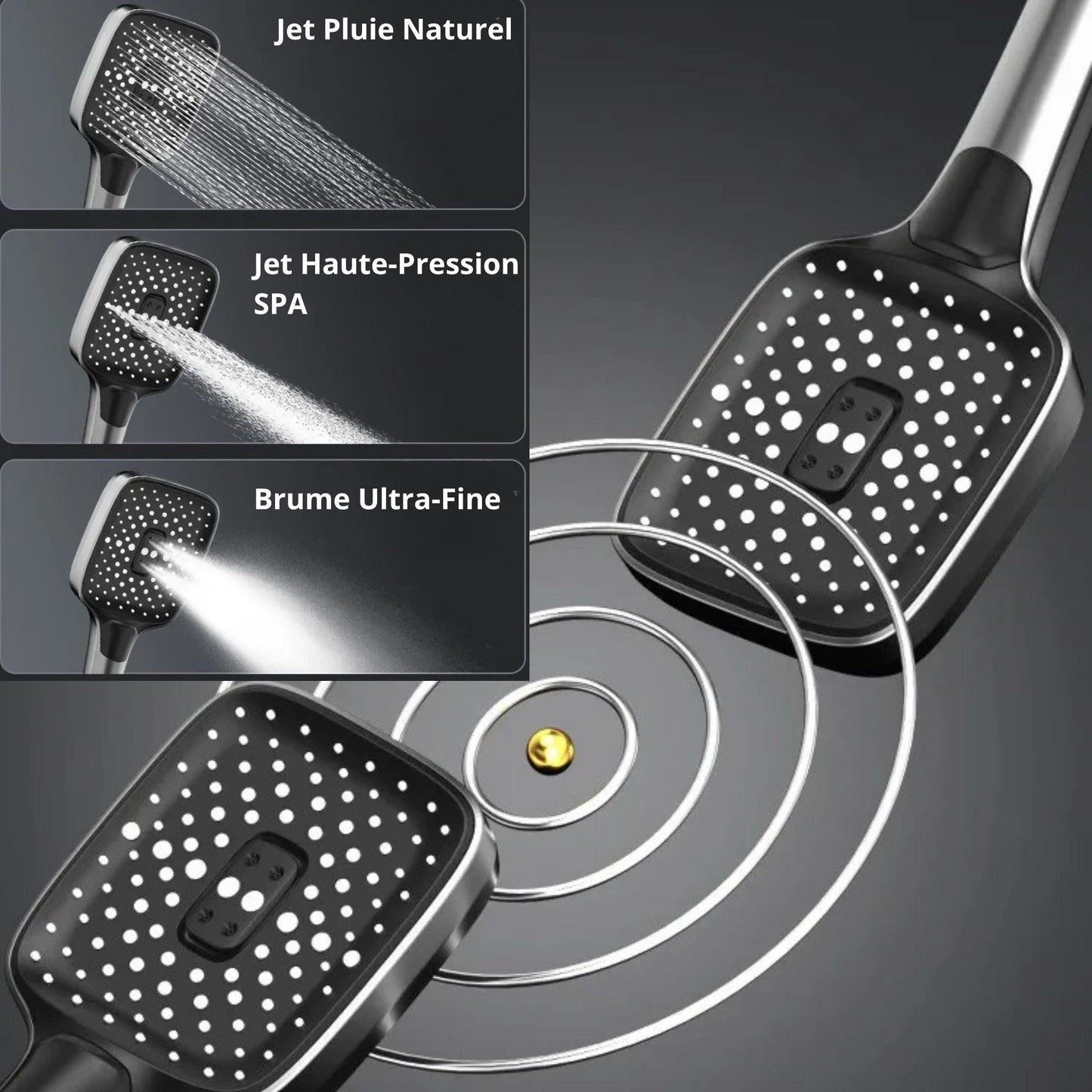 Colonne de Douche Thermostatique – Pluie & Douchette (Finition Brossée) - Fluens