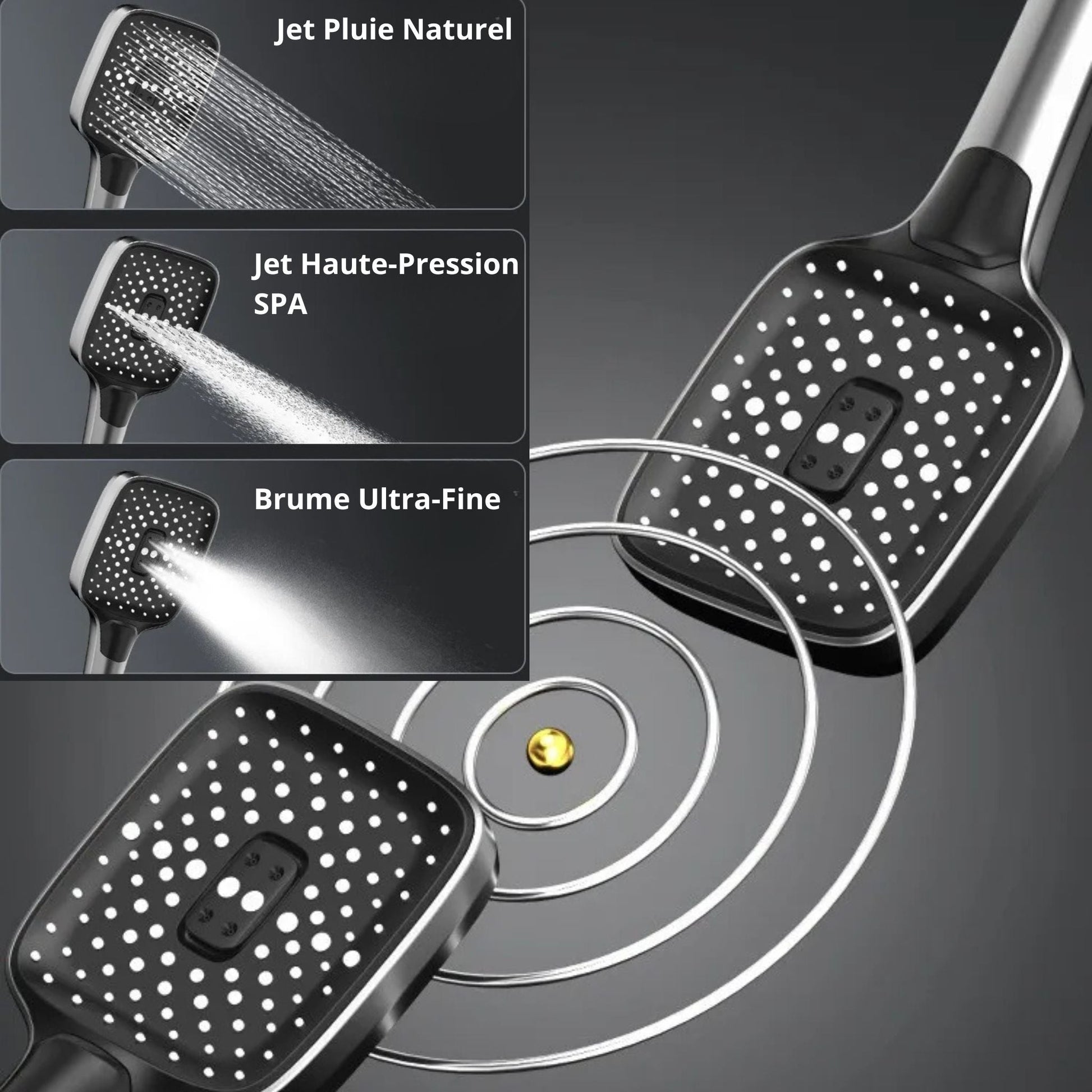 Colonne de Douche Thermostatique – Pluie & Douchette (Finition Brossée) - Fluens