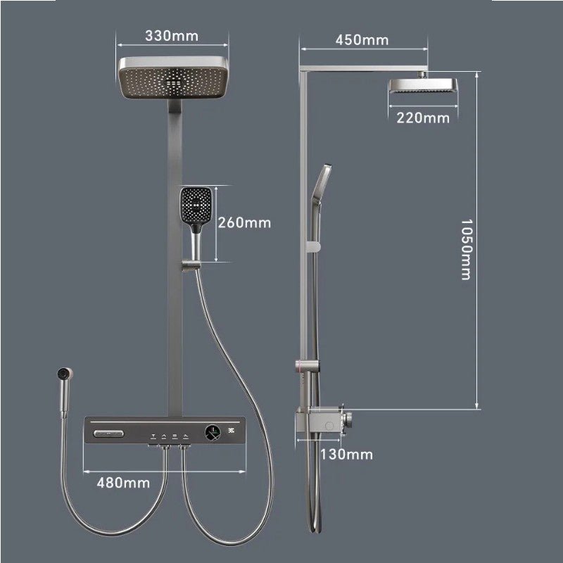Colonne de Douche Thermostatique – Pluie & Douchette (Finition Brossée) - Fluens