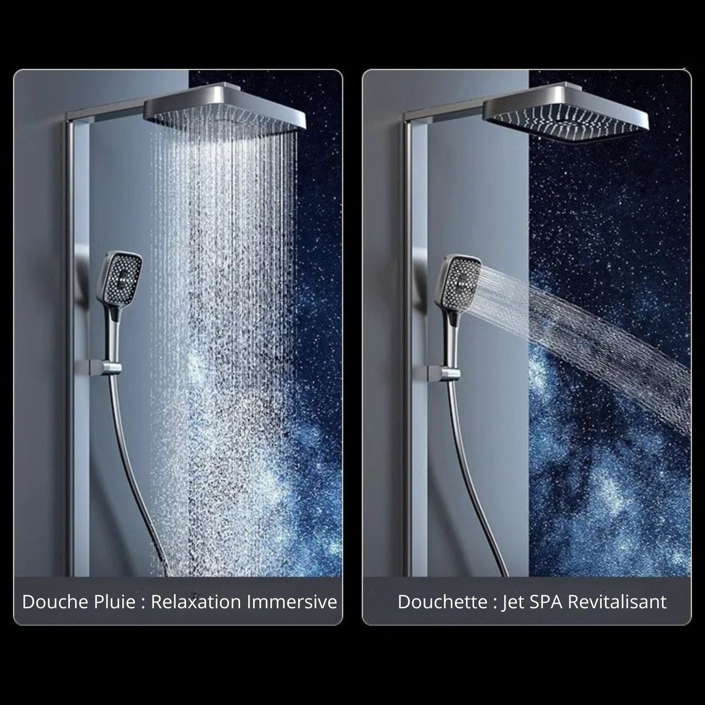 Colonne de Douche Thermostatique – Pluie & Douchette (Finition Brossée) - Fluens