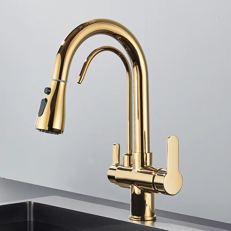 Robinet de Cuisine 3 Voies – Eau Filtrée & Douchette Extractible Haute Pression