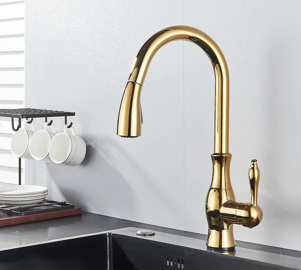 Robinet de Cuisine Extractible – Mitigeur Pivotant 360° en Laiton