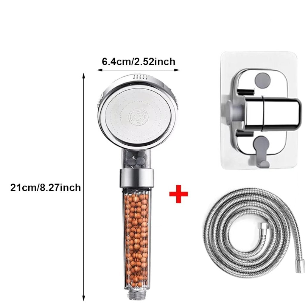 Pommeau de douche anti-calcaire filtrant – billes minérales, haute pression