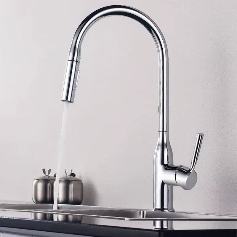 Robinet de Cuisine Extractible 360° – 2 Jets – Noir mat, Chrome, Gris, Argent brossé