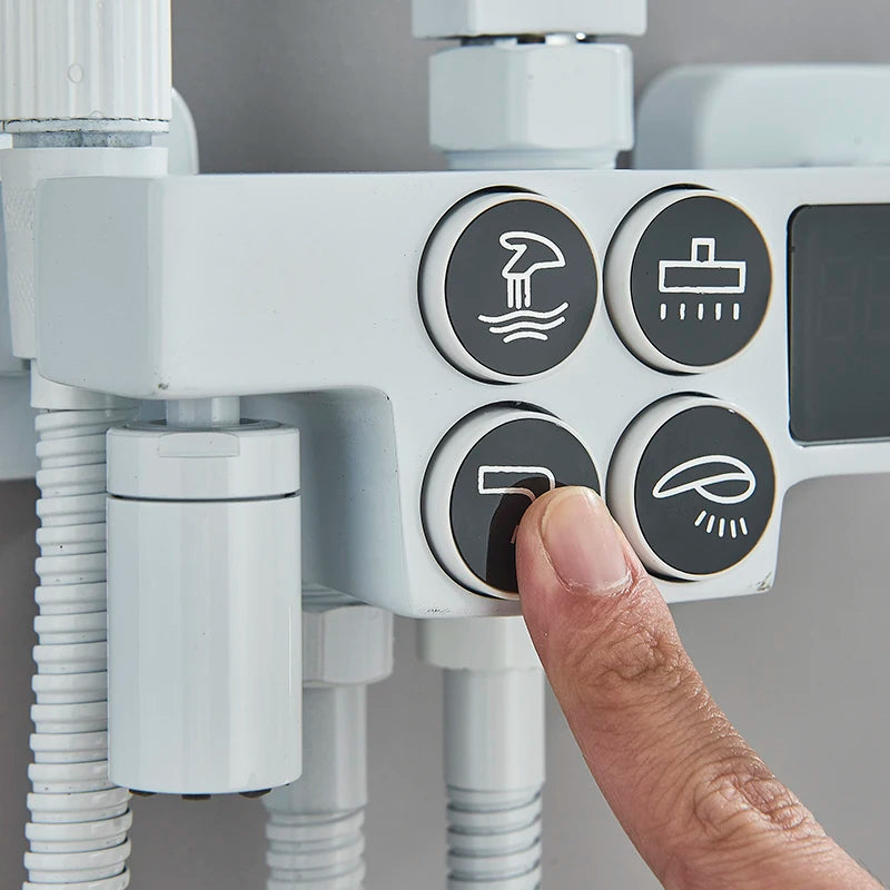 Colonne de Douche Thermostatique avec Affichage Digital – Douche Pluie (Noir / Chrome)