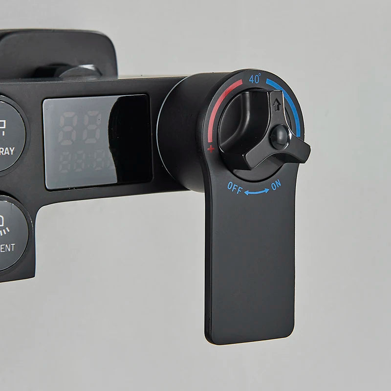 Colonne de Douche Thermostatique avec Affichage Digital – Douche Pluie (Noir / Chrome)