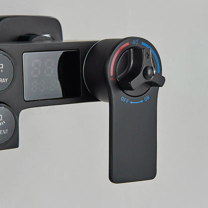 Colonne de Douche Thermostatique avec Affichage Digital – Douche Pluie (Noir / Chrome)