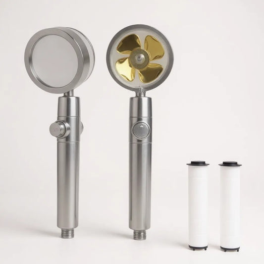 Pommeau de Douche Turbo – Haute Pression, Filtration & Économie d’Eau, Rotation 360°