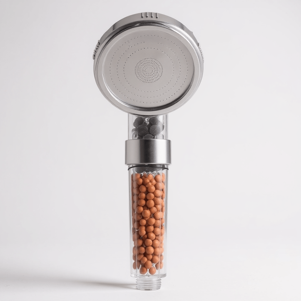 Pommeau de douche anti - calcaire filtrant – billes minérales, haute pression - Fluens