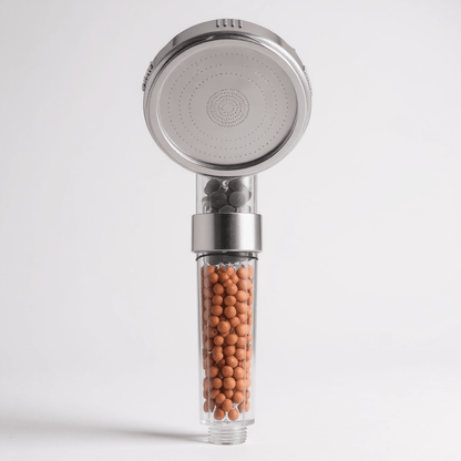 Pommeau de douche anti - calcaire filtrant – billes minérales, haute pression - Fluens