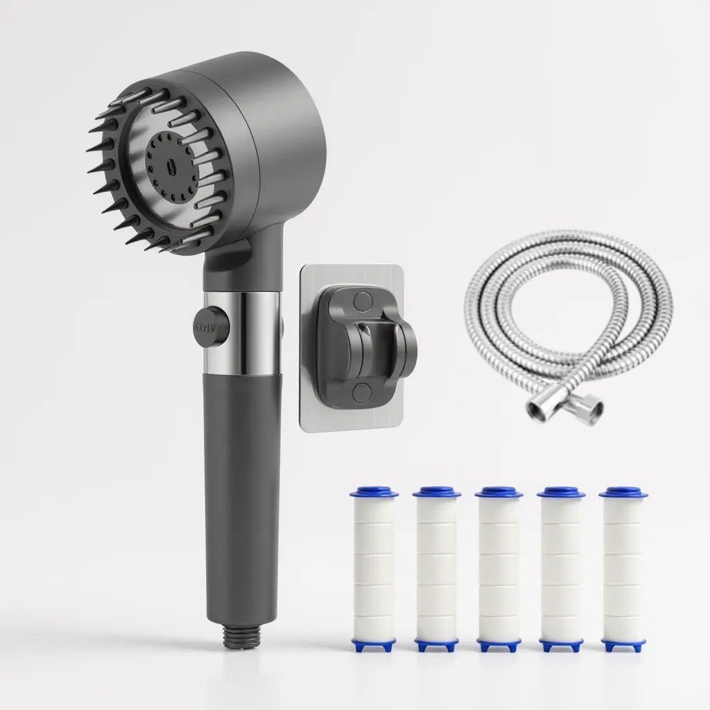 Pommeau de douche anti - calcaire – haute pression, économie d’eau, 3 modes - Fluens