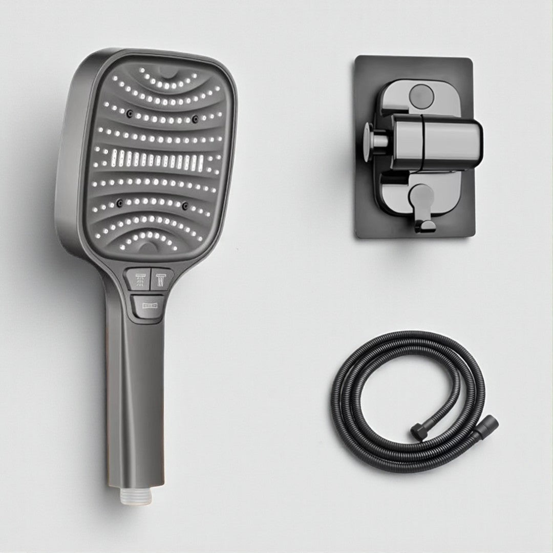 Pommeau de douche anti - calcaire – Haute pression & économie d’eau, 7 modes (bouton Stop) - Fluens