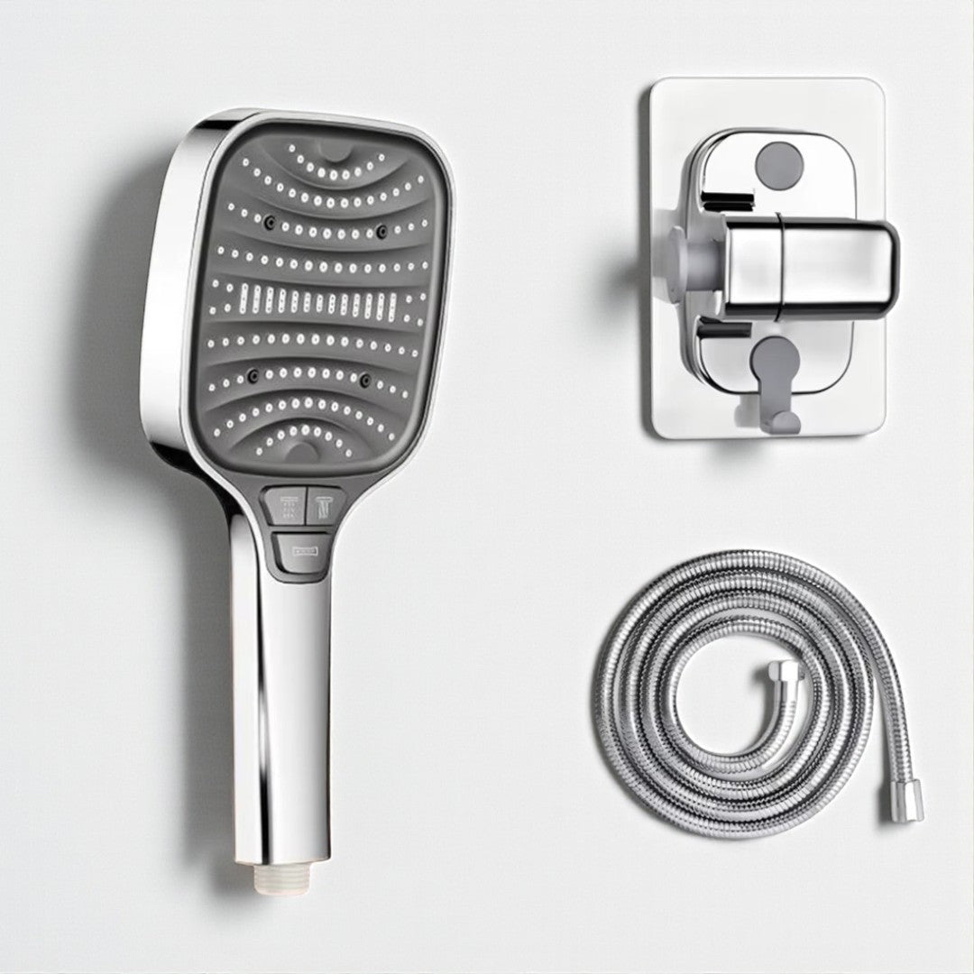 Pommeau de douche anti - calcaire – Haute pression & économie d’eau, 7 modes (bouton Stop) - Fluens