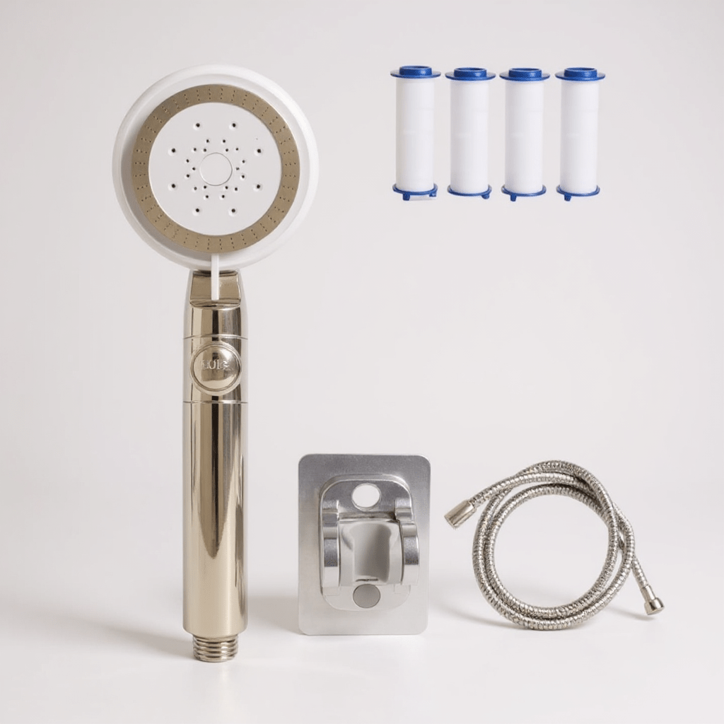 Pommeau de Douche Filtrant – Haute Pression & Économie d’Eau, 5 Modes + Bouton Stop - Fluens