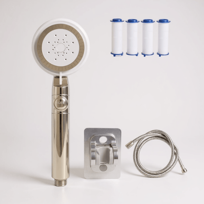 Pommeau de Douche Filtrant – Haute Pression & Économie d’Eau, 5 Modes + Bouton Stop - Fluens