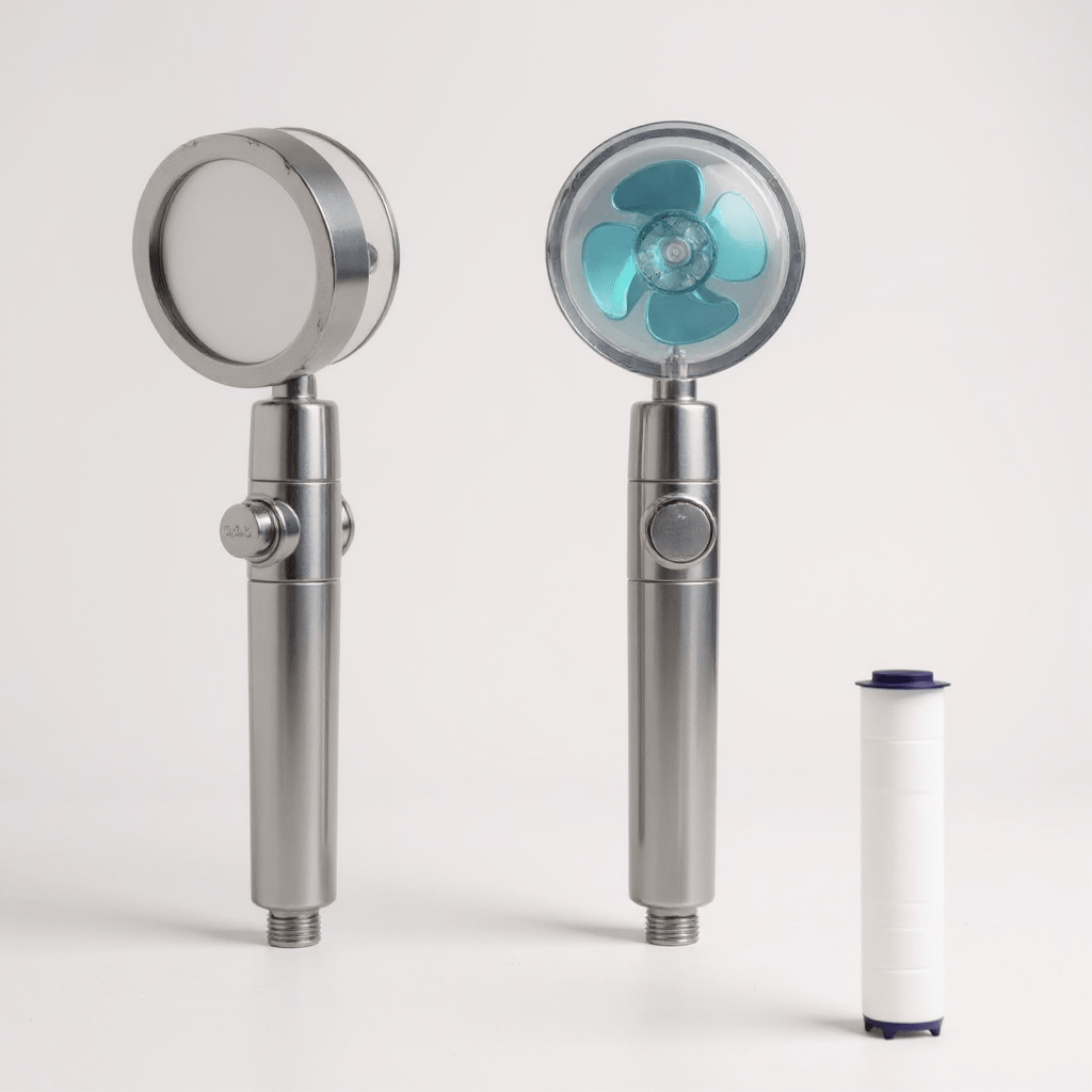 Pommeau de Douche Turbo – Haute Pression, Filtration & Économie d’Eau, Rotation 360° - Fluens