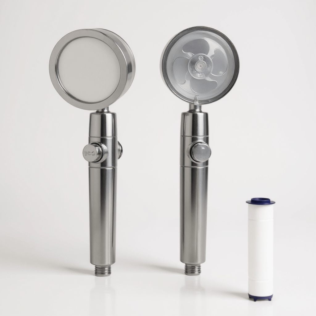 Pommeau de Douche Turbo – Haute Pression, Filtration & Économie d’Eau, Rotation 360° - Fluens