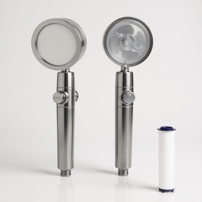 Pommeau de Douche Turbo – Haute Pression, Filtration & Économie d’Eau, Rotation 360° - Fluens