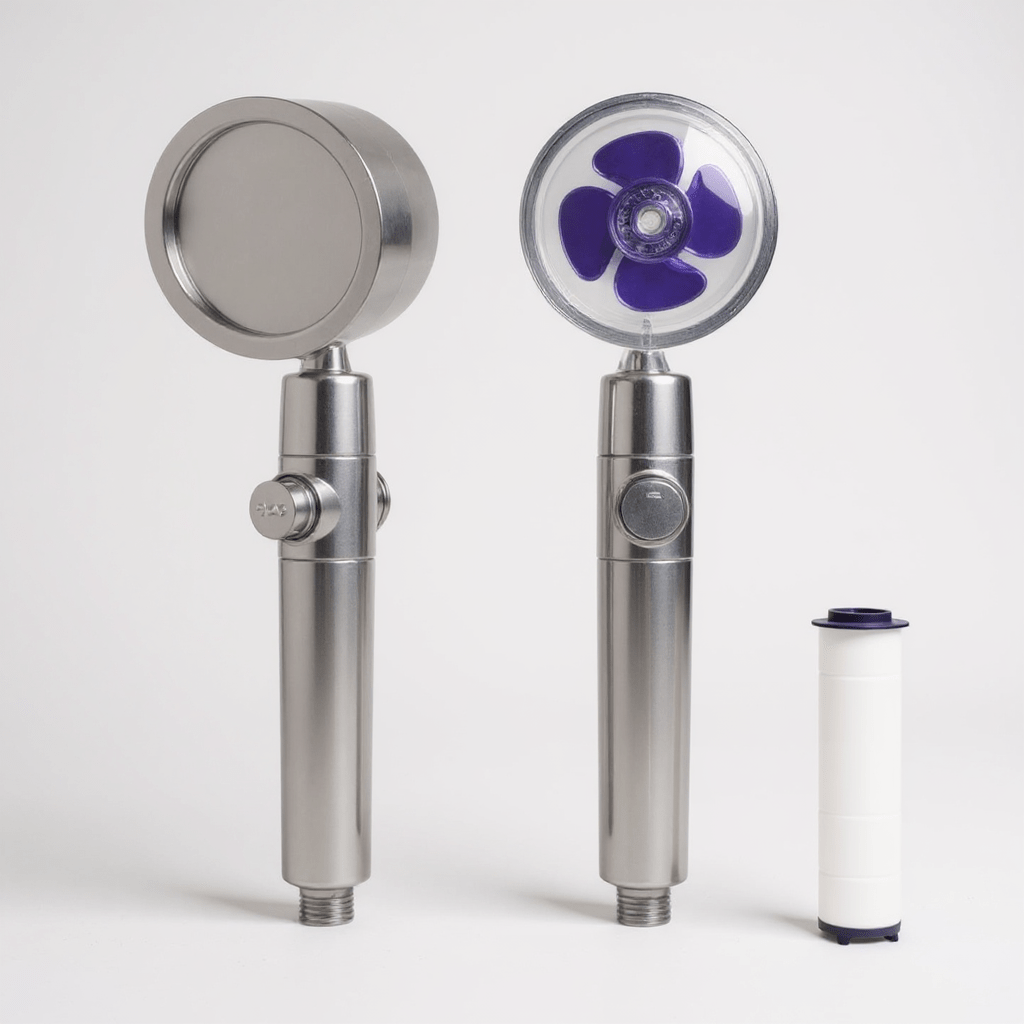 Pommeau de Douche Turbo – Haute Pression, Filtration & Économie d’Eau, Rotation 360° - Fluens