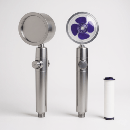 Pommeau de Douche Turbo – Haute Pression, Filtration & Économie d’Eau, Rotation 360° - Fluens