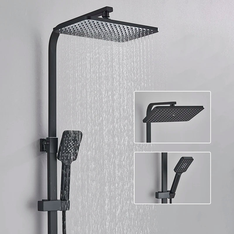 Colonne de Douche Thermostatique avec Affichage Digital – Douche Pluie (Noir / Chrome)