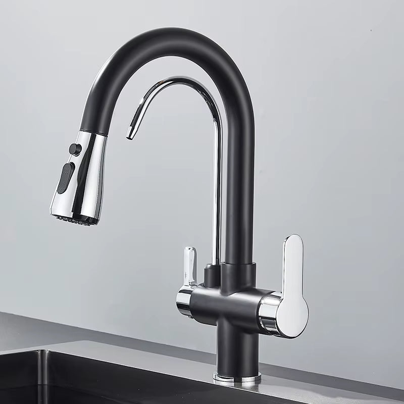 Robinet de Cuisine 3 Voies – Eau Filtrée & Douchette Extractible Haute Pression - Fluens