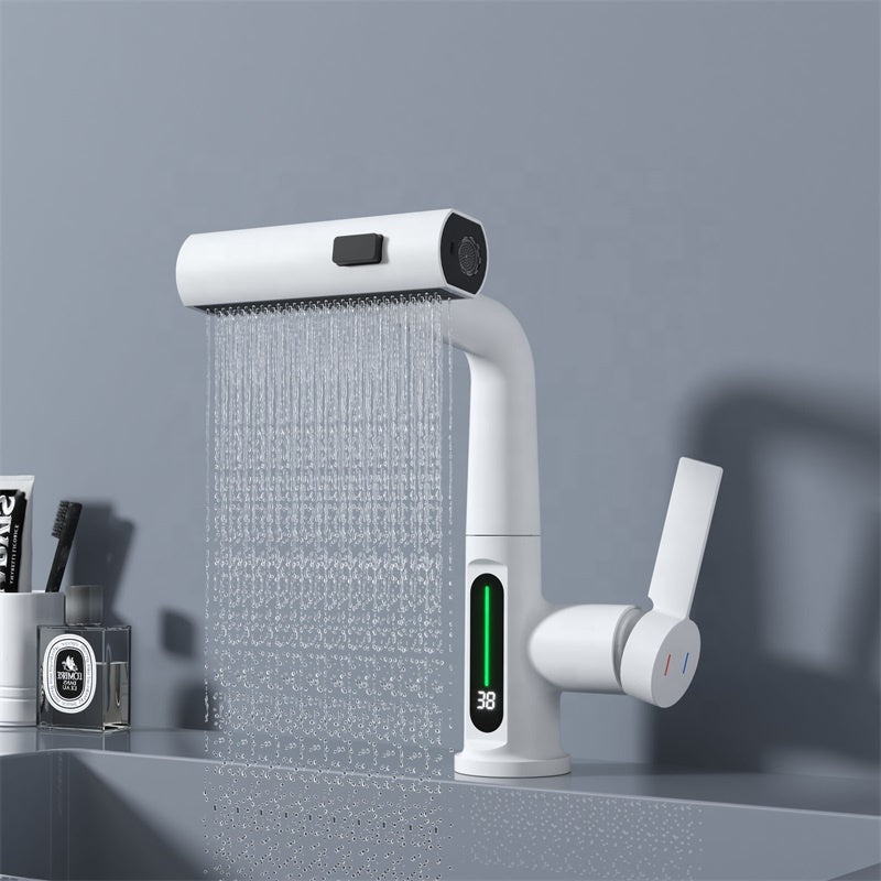 Robinet de Cuisine à Affichage Digital – Douchette Extractible 3 Jets, Pivot 360° - Fluens