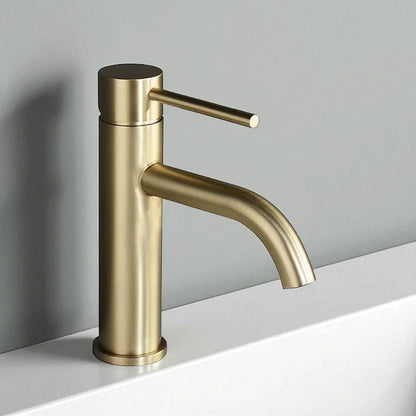 Robinet de salle de bain en inox brossé – mitigeur finition or rose élégante - Fluens