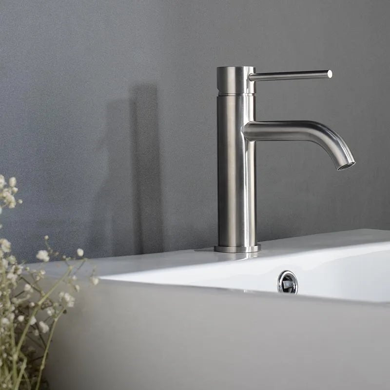 Robinet de salle de bain en inox brossé – mitigeur finition or rose élégante - Fluens