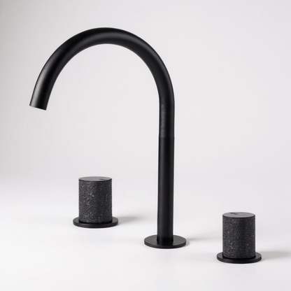 Robinet de salle de bain en laiton – bec haut avec manettes texturées | Fluens™ - Fluens