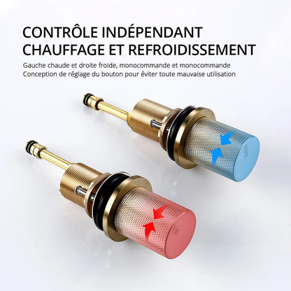 Robinet de salle de bain en laiton – bec haut avec manettes texturées | Fluens™ - Fluens