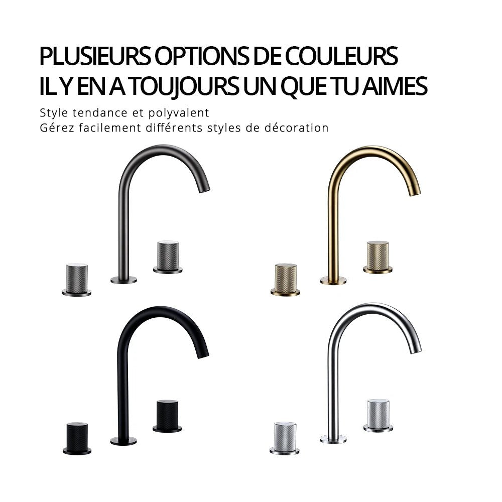 Robinet de salle de bain en laiton – bec haut avec manettes texturées | Fluens™ - Fluens