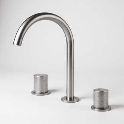 Robinet de salle de bain en laiton – bec haut avec manettes texturées | Fluens™ - Fluens