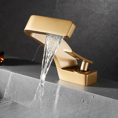 Robinet de salle de bain en laiton – Cascade moderne à poignée unique - Fluens