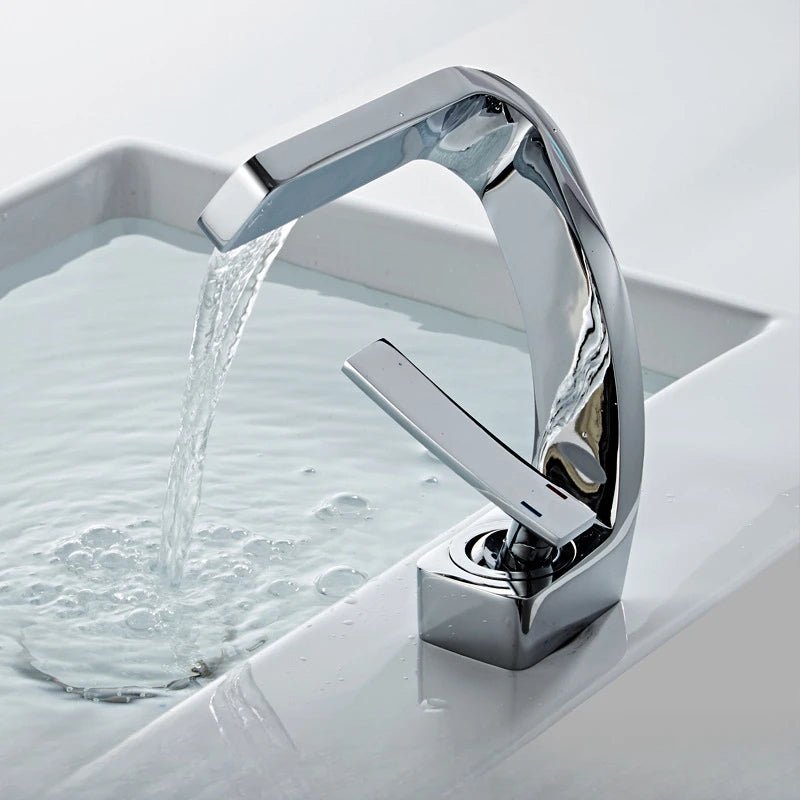 Robinet de salle de bain en laiton – Cascade moderne à poignée unique - Fluens