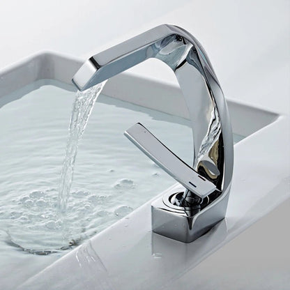 Robinet de salle de bain en laiton – Cascade moderne à poignée unique - Fluens