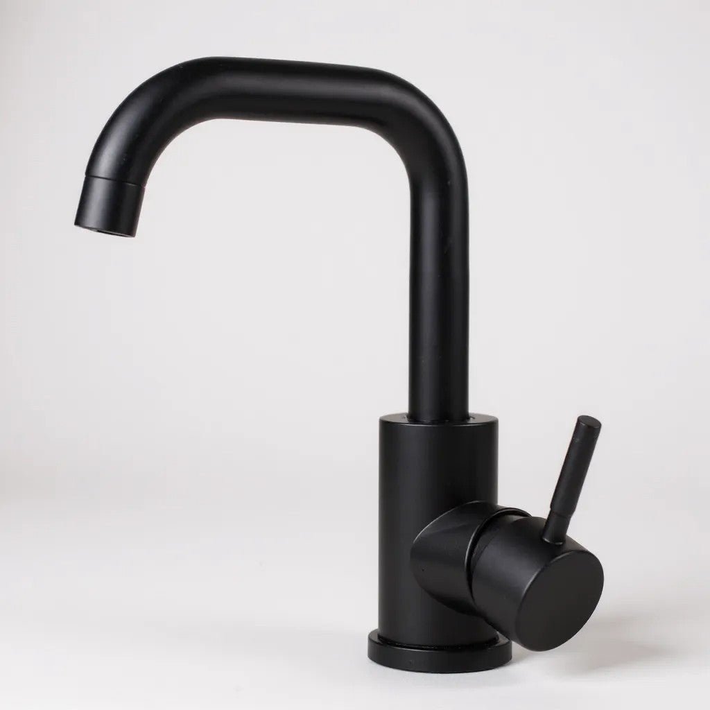 Robinet de salle de bain inox – mitigeur design courbé ou angulaire - Fluens