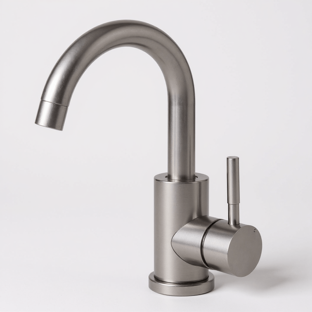 Robinet de salle de bain inox – mitigeur design courbé ou angulaire - Fluens