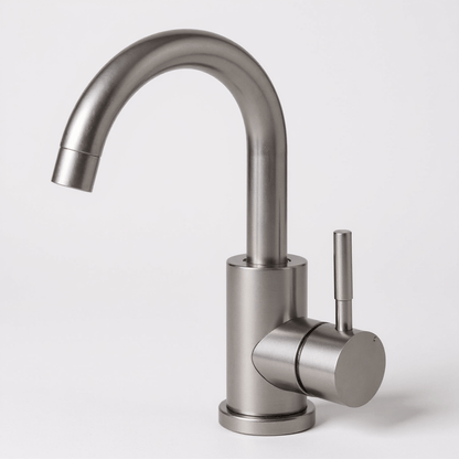 Robinet de salle de bain inox – mitigeur design courbé ou angulaire - Fluens