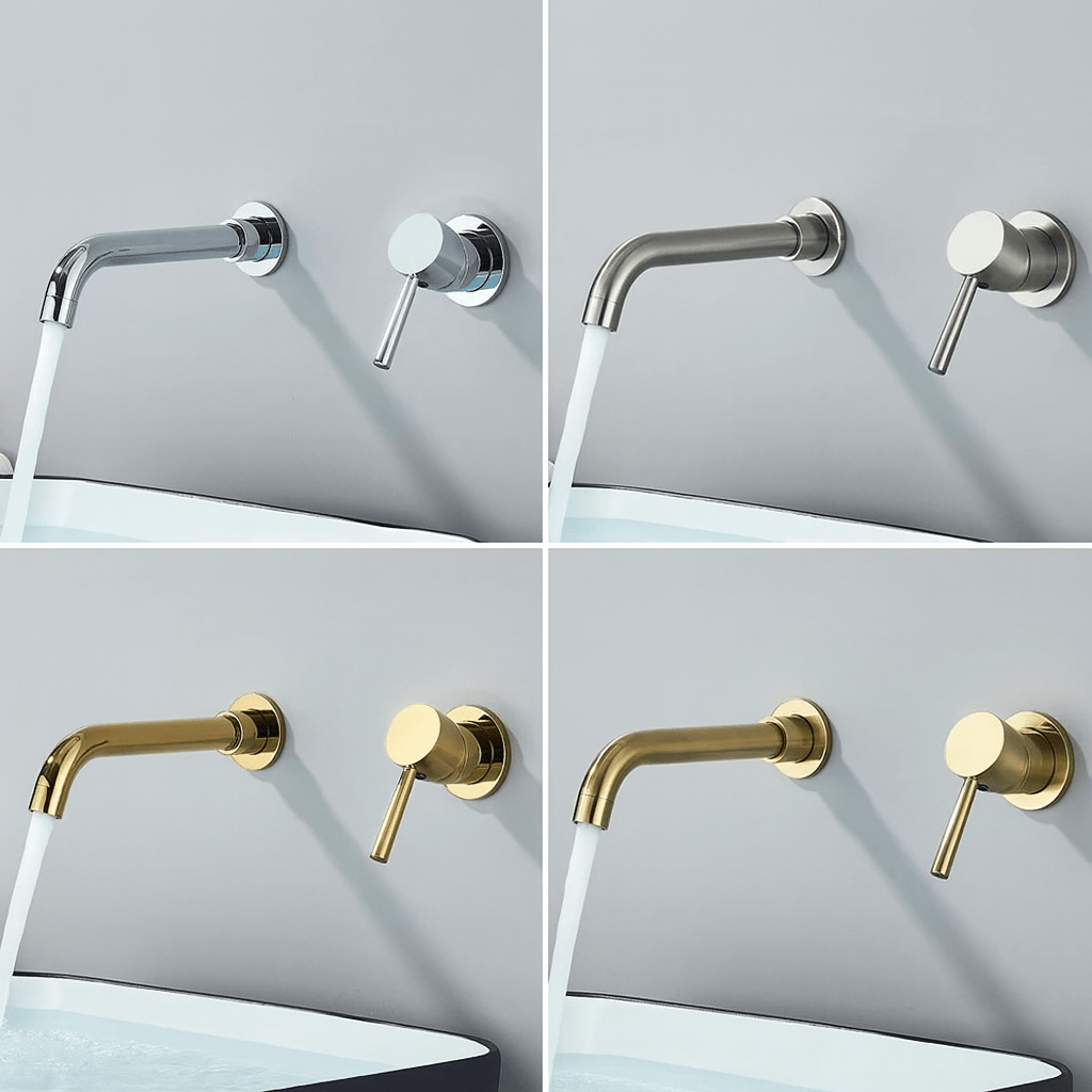 Robinet de salle de bain mural – Design élégant, plusieurs finitions - Fluens