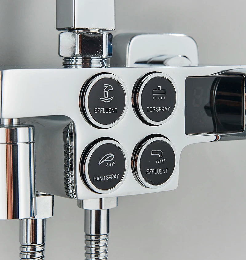 Colonne de Douche Thermostatique avec Affichage Digital – Douche Pluie (Noir / Chrome)